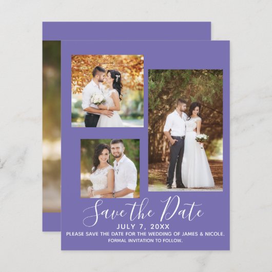 Papier Couleur minimale Photo Mariage moderne Enregistrer (Devant / Derrière)