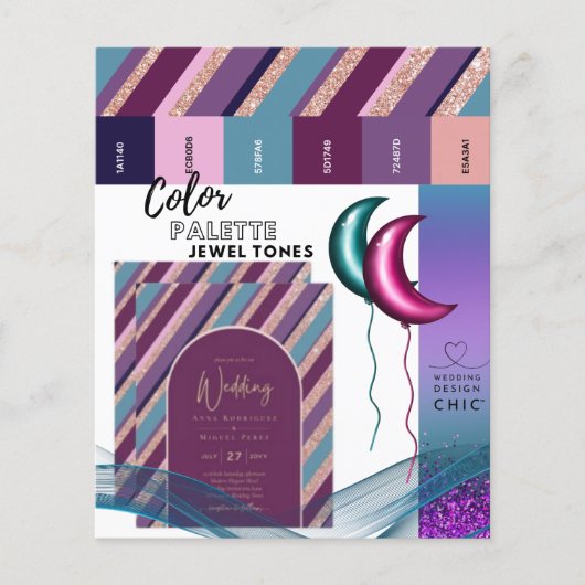 Papier Couleur Palette Bijou Tons Magenta Turquoise Rose (Devant)