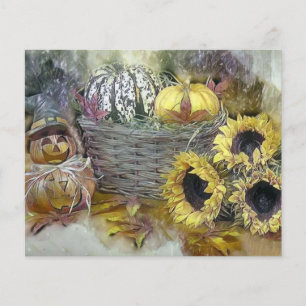 Papier Couleurs de chute vintage automne citrouilles aqua