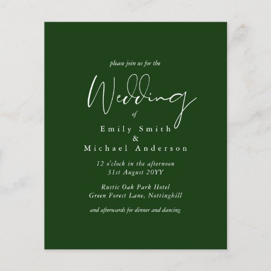 Papier Couleurs de mariage de budget Vert Sauge Olive Inv (Devant)