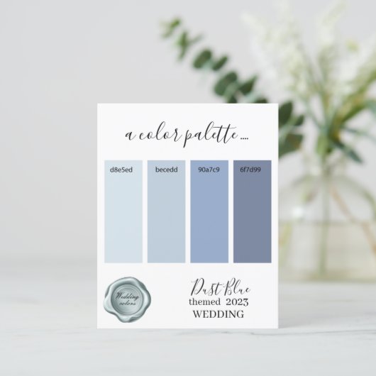 Papier Couleurs Mariage bleu poussière Palette Card 2023 (Debout devant)