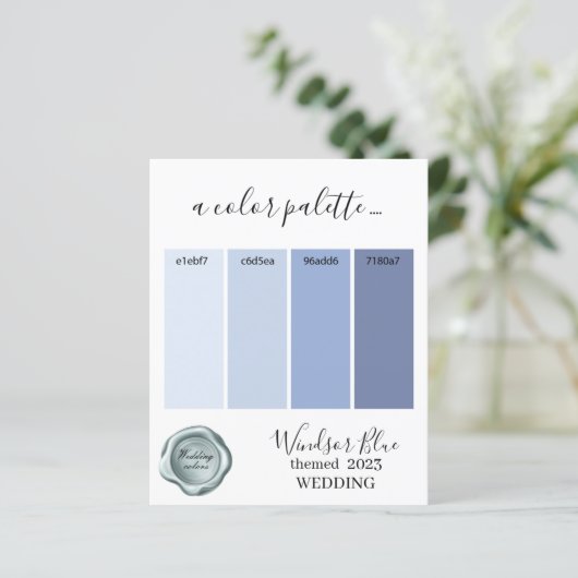 Papier Couleurs Mariage bleu Windsor Palette Card 2023 (Debout devant)
