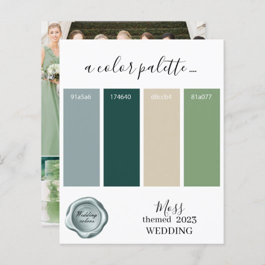 Papier Couleurs Mariage de mousse Palette Card 2023 (Devant / Derrière)