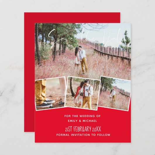 Papier Couleurs mariages BUDGET NOIR et ROUGE Dates d'enr (Devant / Derrière)