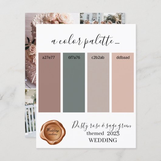 Papier Couleurs rose et sauge vert Mariage pâle Palette C (Devant / Derrière)