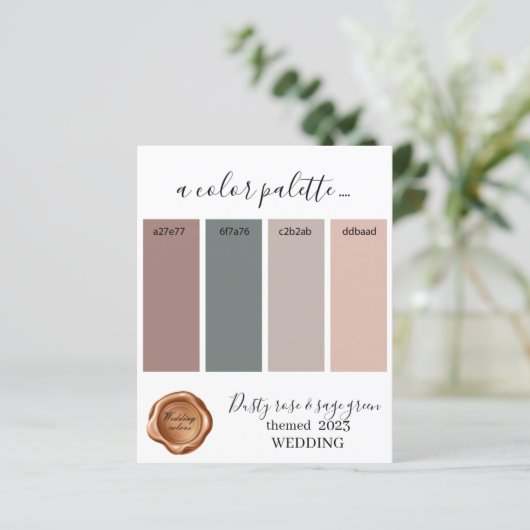 Papier Couleurs rose et sauge vert Mariage pâle Palette C (Debout devant)