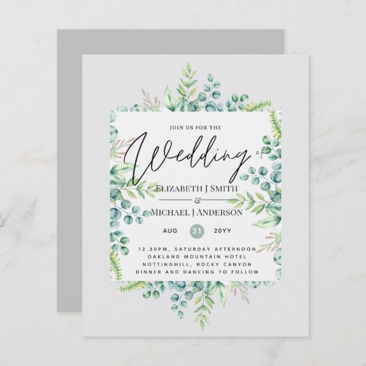 Papier Couleurs Véritables VERDURE Moderne Budget Mariage (Devant / Derrière)