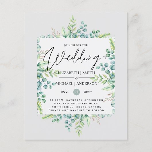 Papier Couleurs Véritables VERDURE Moderne Budget Mariage (Devant)
