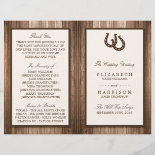 Papier Country Rustic Horseshoe & Brown Wood Mariage