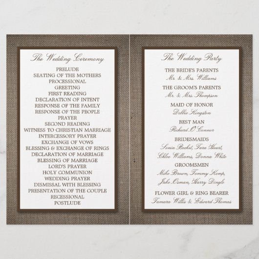 Papier Country Rustic Tournesol & Mariage Burlap (Dos)