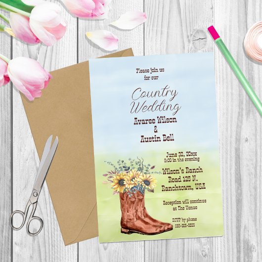 Papier Country Sunflower et Cowboy Boot