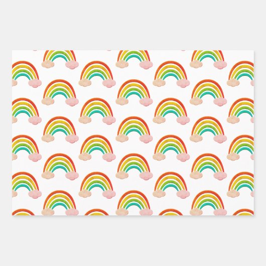 Papier Coupé Arc-En-Ciel Et Nuages Roses (Devant 2)
