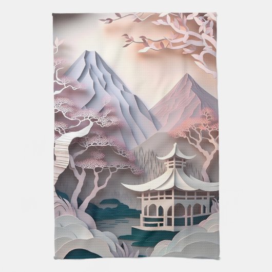 Papier Coupe Pavillon Paysage Cuisine Serviettes (Vertical)