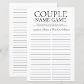 Papier Couple Nom Jeu Fête des mariées (Devant / Derrière)