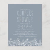 Papier Couples Douche Fleur sauvage Dusty Blue Invitation (Devant)
