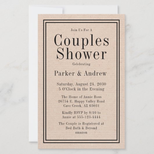 Papier Couples photo rustiques Budget Douche (Devant)