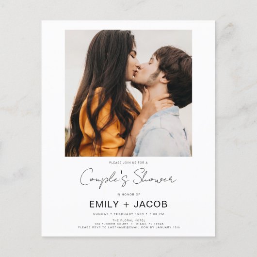 Papier Couple's Shower Minimalist Photo QR code blanc (Dos)