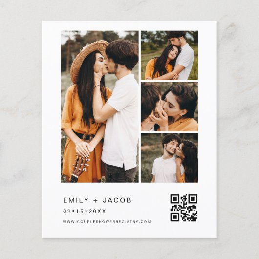 Papier Couple's Shower Minimalist Photo QR code blanc (Devant)