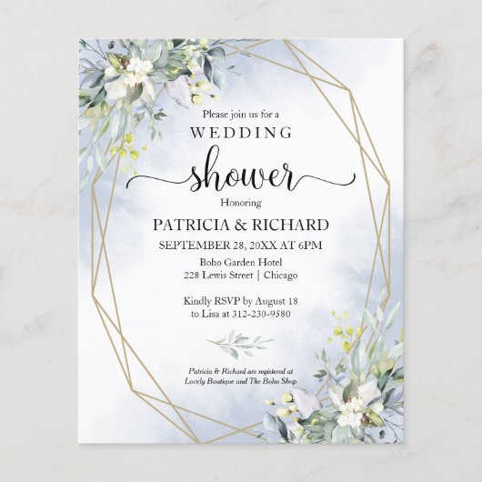 Papier Couples vertes Douche Budget Invitation (Devant)