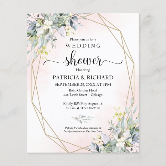 Papier Couples vertes Douche Budget Invitation (Devant)