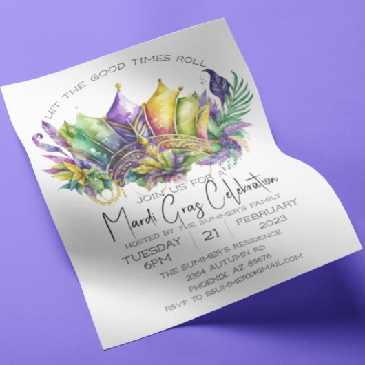 Papier Couronne aquarelle de célébration de Mardi Gras