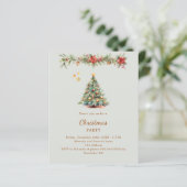 Papier Couronne d'arbre rouge vert invitation de fête de  (Debout devant)