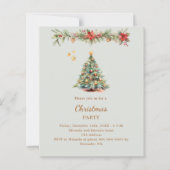 Papier Couronne d'arbre rouge vert invitation de fête de  (Devant)