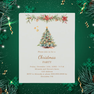 Papier Couronne d'arbre rouge vert invitation de fête de