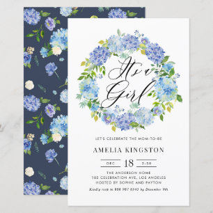 Papier Couronne d'hortensia bleue Invitation C'est une fi