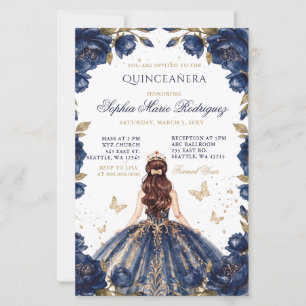 Papier Couronne florale de princesse Navy Or Budget Quinc