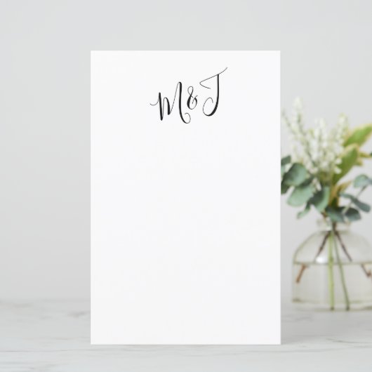 Papier Courrier Mariage simple à deux initiaux de script (Debout devant)