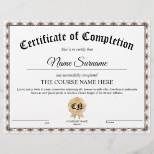 Papier Cours d'attribution de certificat de participation