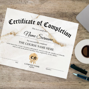 Papier Cours d'attribution de certificat de participation