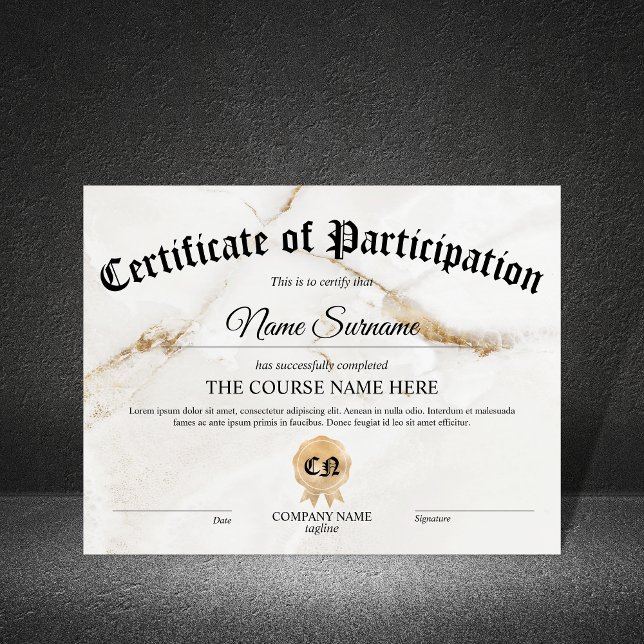Papier Cours d'attribution de certificat de participation (Créateur téléchargé)