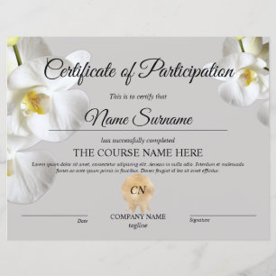 Papier Cours d'attribution de certificat de participation