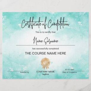 Papier Cours d'attribution d'un certificat d'achèvement m