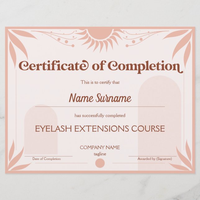 Papier Cours d'attribution d'un certificat d'achèvement m (Devant)