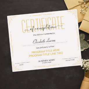 Papier Cours de certificat d'excellence d'achèvement