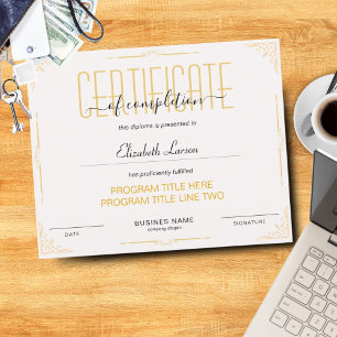 Papier Cours de certificat d'excellence d'achèvement