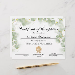 Papier Cours de remise de certificat d'achèvement écologi