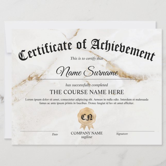 Papier Cours de remise de certificat d'excellence (Devant)