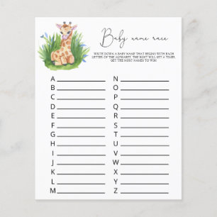 Papier Course de noms de bébé - Girafe