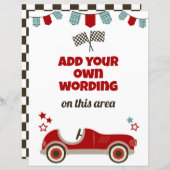 Papier Course Thème de voiture Signal personnalisé (Devant / Derrière)