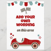 Papier Course Thème de voiture Signal personnalisé (Devant)