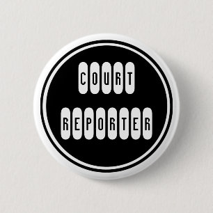 Papier Court Reporter zwart wit, simpele knop Ronde Button 5,7 Cm