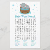 Papier Coute Elephant Baby shower Word Recherche Jeu (Devant)