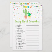 Papier Coute Fiesta Cactus Baby shower Word Scramble Jeu (Devant / Derrière)