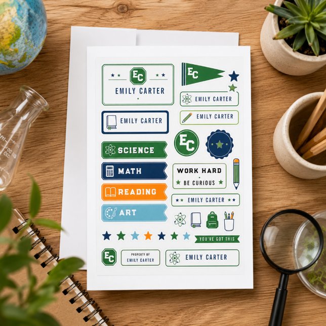 Papier Couverture personnalisée de l'école de sciences ve (Personalized Navy Green Science School Cover
)