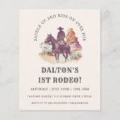 Papier Cowboy 1st Rodeo Party Budget Anniversaire Invitat (Devant)