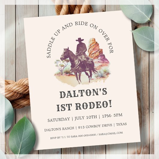 Papier Cowboy 1st Rodeo Party Budget Anniversaire Invitat